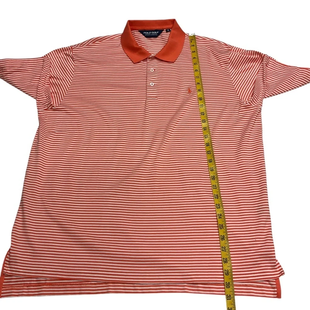 Ralph Lauren Men's Polo Golf Shirt Striped Orange‎ White Short Sleeve Size XL